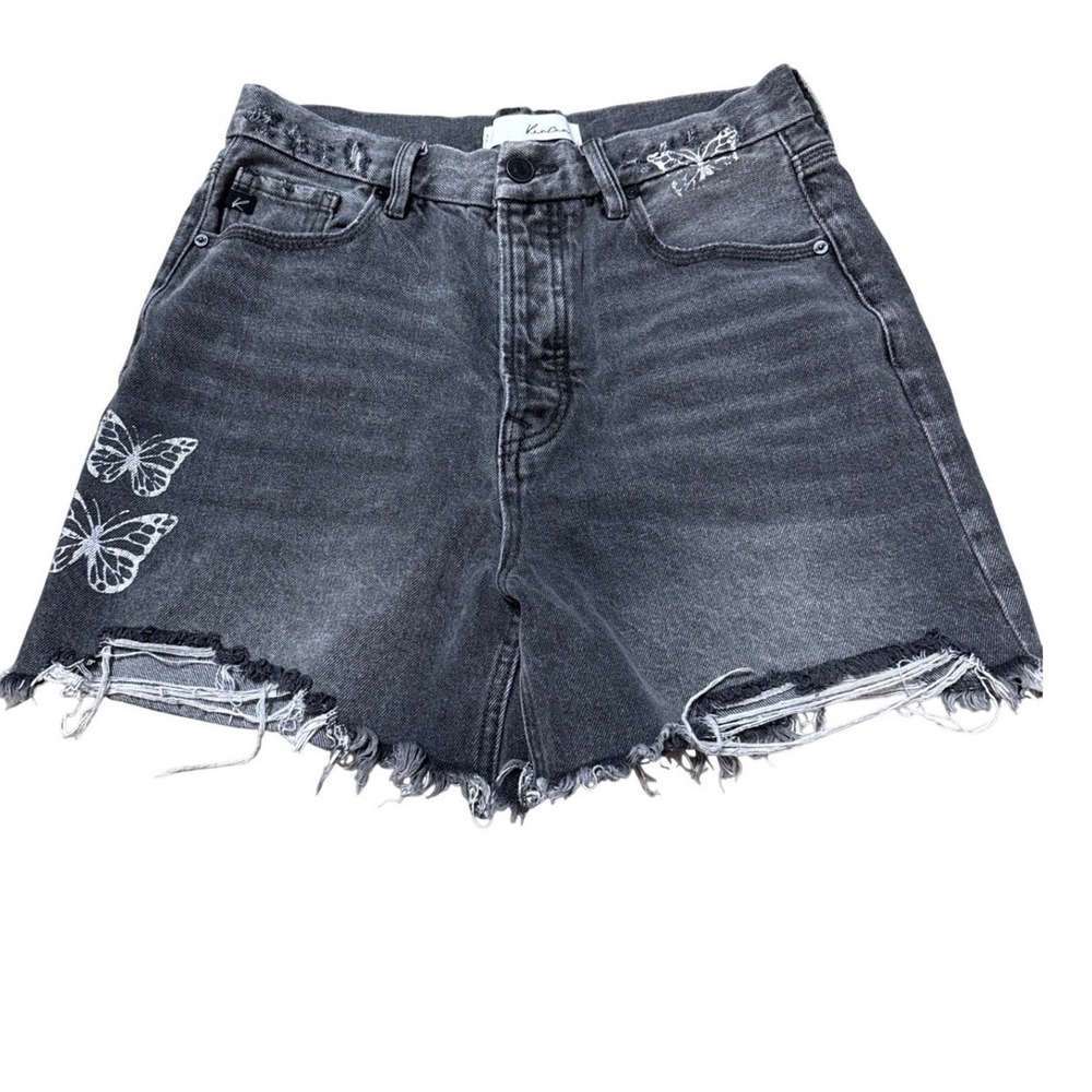 Kancan Butterfly Distressed Denim Shorts Women 7/27 Black Casual Boho
Summer